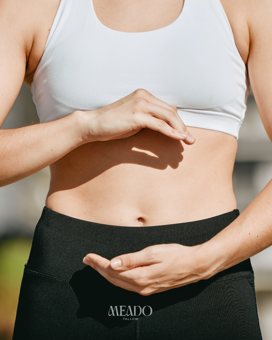 women supporting gut health